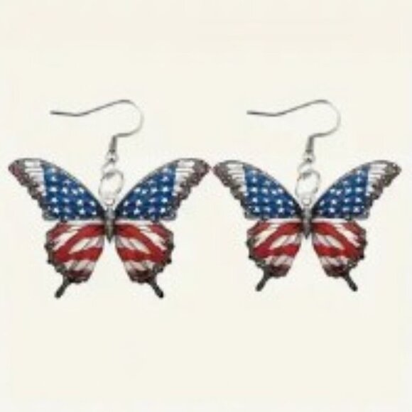 Butterfly Earrings 2D Acrylic for Patriotic Celebrations - Picture 1 of 7